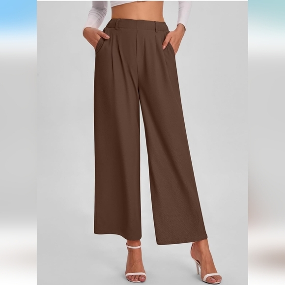 Bloggerlove Womens Casual Work Pants. Waffle Knit. High Waist Dress Pan… - Picture 1 of 12